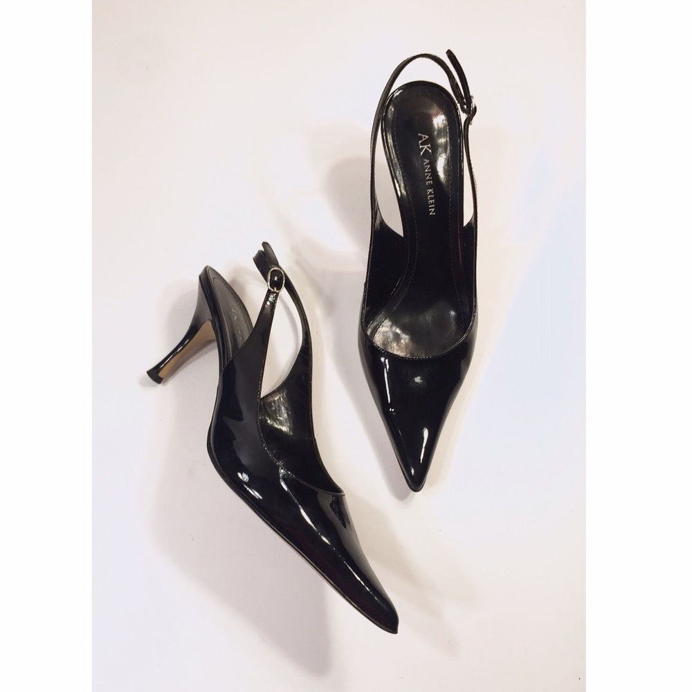 Anne Klein Makaya Black Patent Slingback Heels