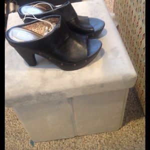 Mossimo Supply Inc. Black leather slip one