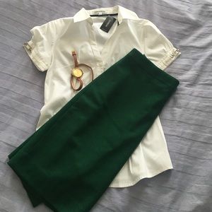 NWT Express White Button Up Short Sleeve Top