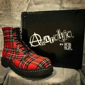 TUK Anarchic Plaid Punk boots-Combat boots