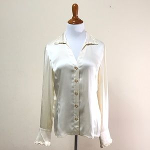 Escada silk top 38 button down long sleeve loose Office