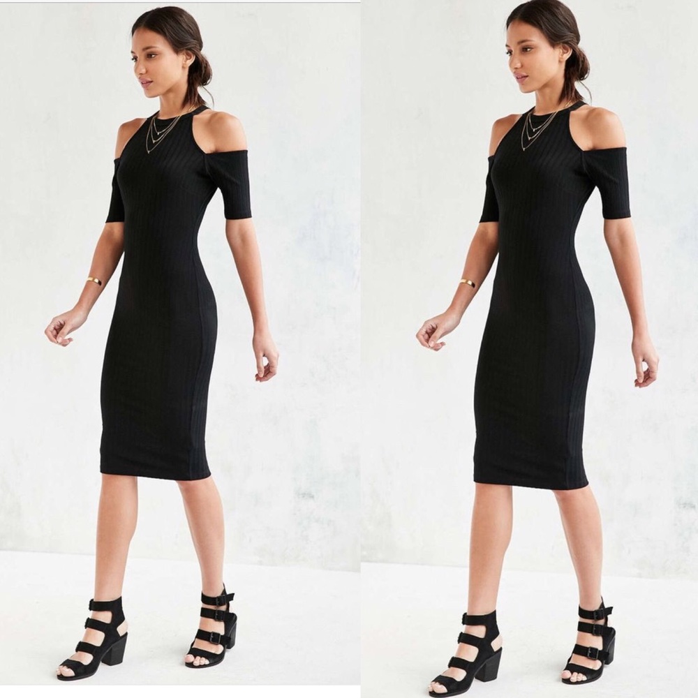 Urban outfitters Midi Black Cold Shoulder Dress
