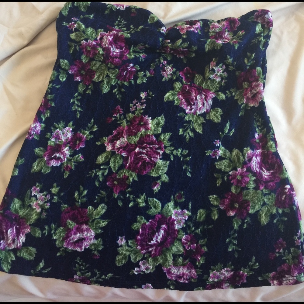 Strapless Floral Top
