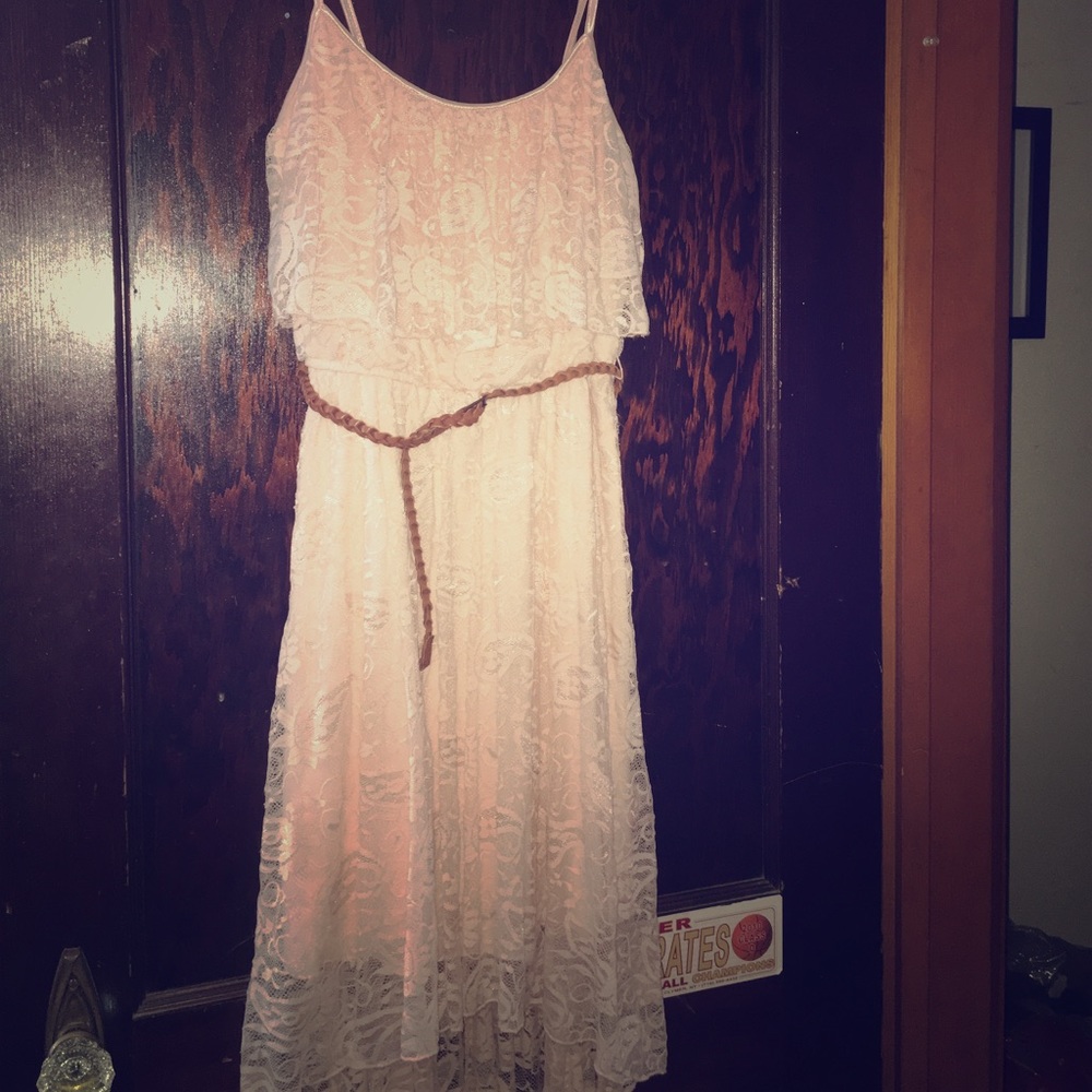 High low pink lace dress