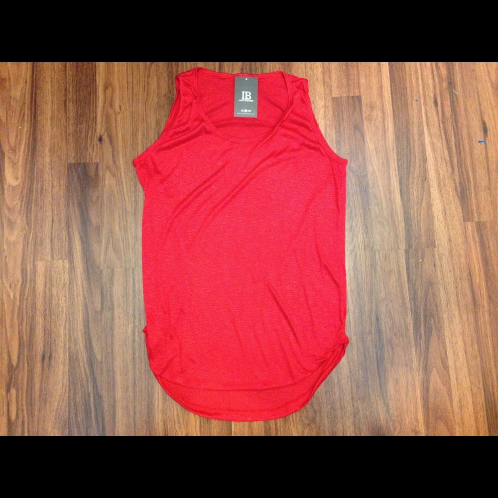 Red Elongated Tank Top Men's