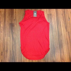 Red Elongated Tank Top Men's