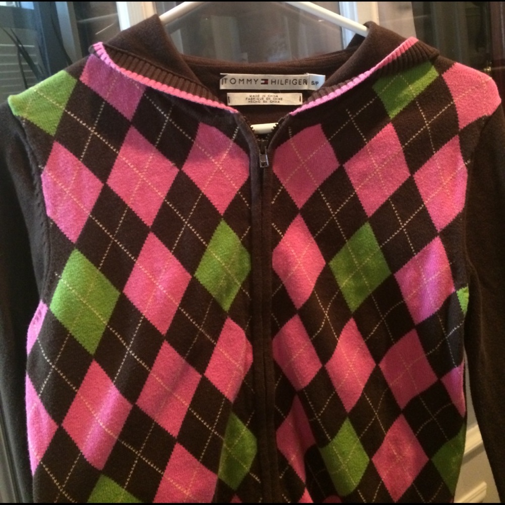 Brown argyle Tommy cardigan