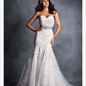 Crystal Beaded Sash Fit & Flare Wedding Gown
