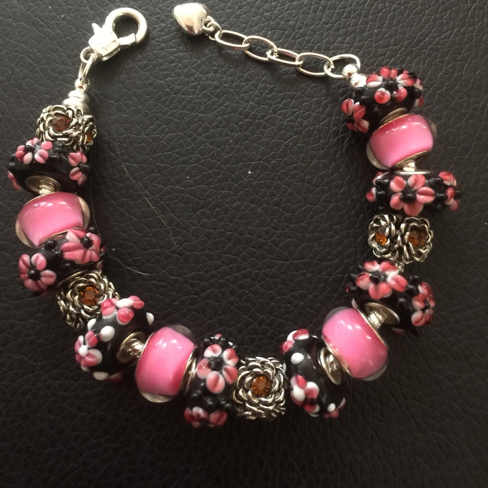 Murano bead silver bracelet