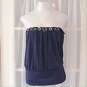 Lane Bryant 14/16 Navy w/Jeweled Tube Top & Straps