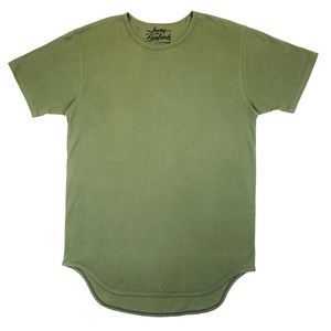 Olive Oil Wash Elongated SS Extended Tee Men's