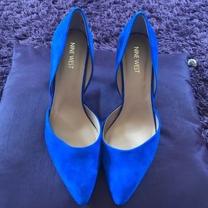 💜NINE WEST Suede Cobalt blue heels