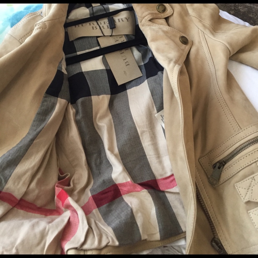 Burberry Tan lamb leather jacket US 2 EU 36 NWT - Picture 6 of 8