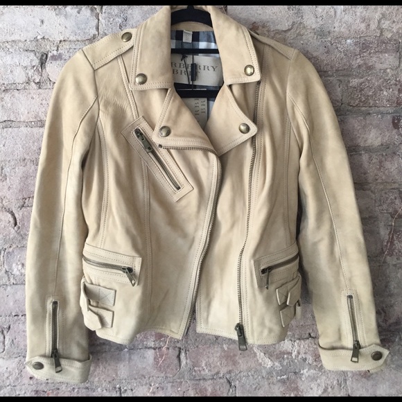 Burberry Tan lamb leather jacket US 2 EU 36 NWT - Picture 2 of 8