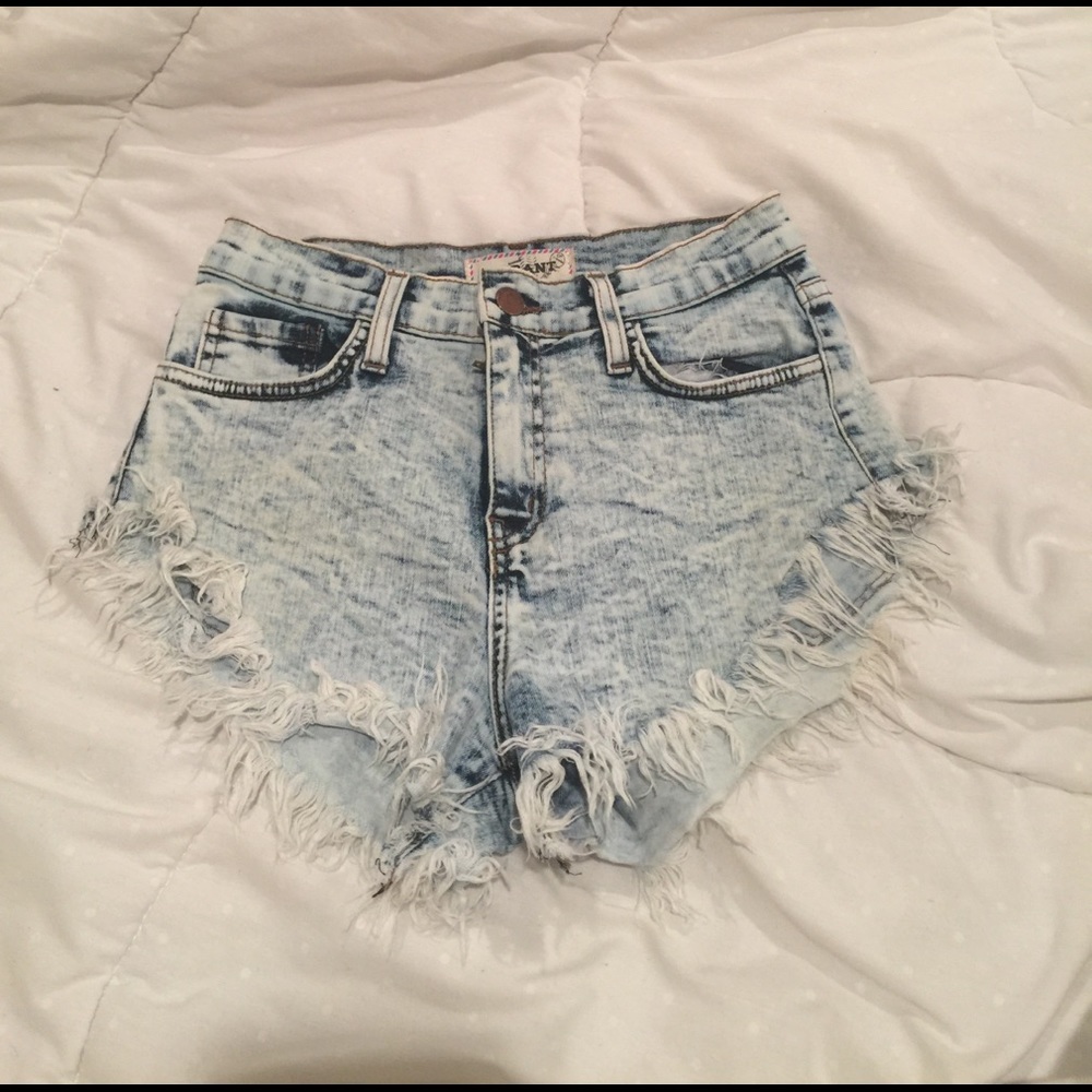 High waisted frayed shorts