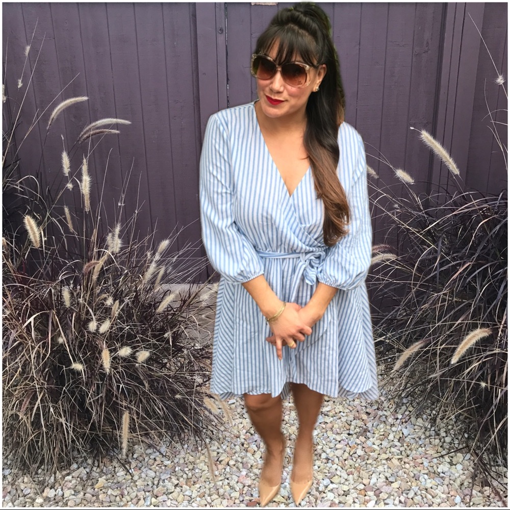 🔺ONE LEFT🔺Plus Size Blue & White Hi-Low Dress - Picture 7 of 8