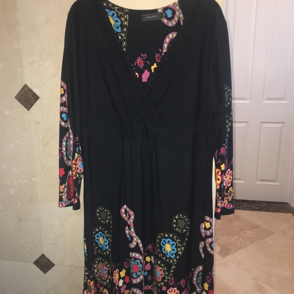 NWOT Black Dress with Flowers