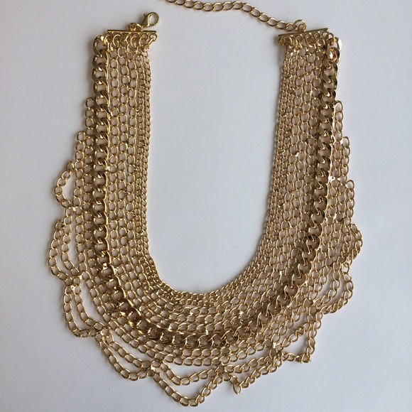 Gold tone multi chain necklace - Picture 2 of 4
