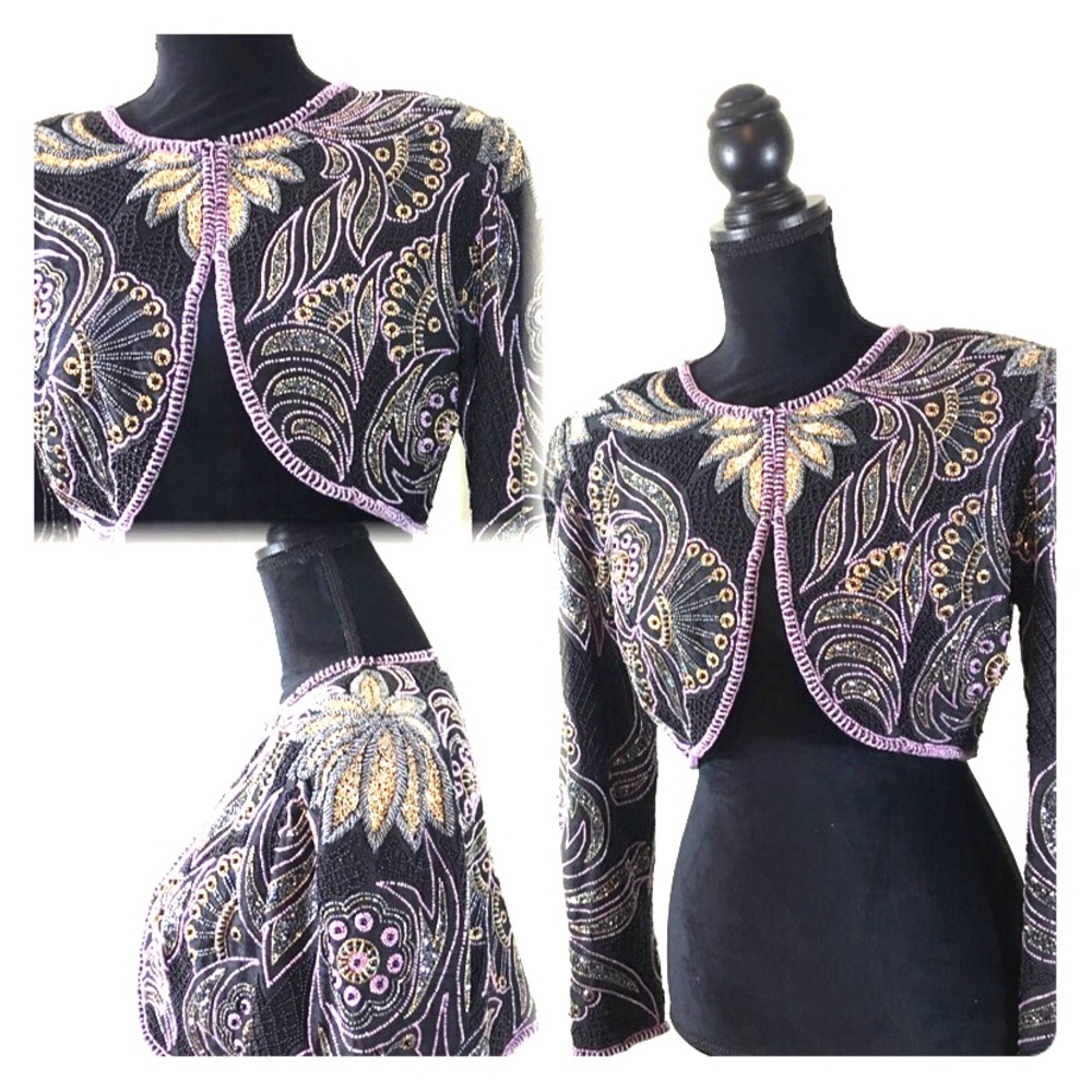 Vintage Beaded Palm Tree Blazer