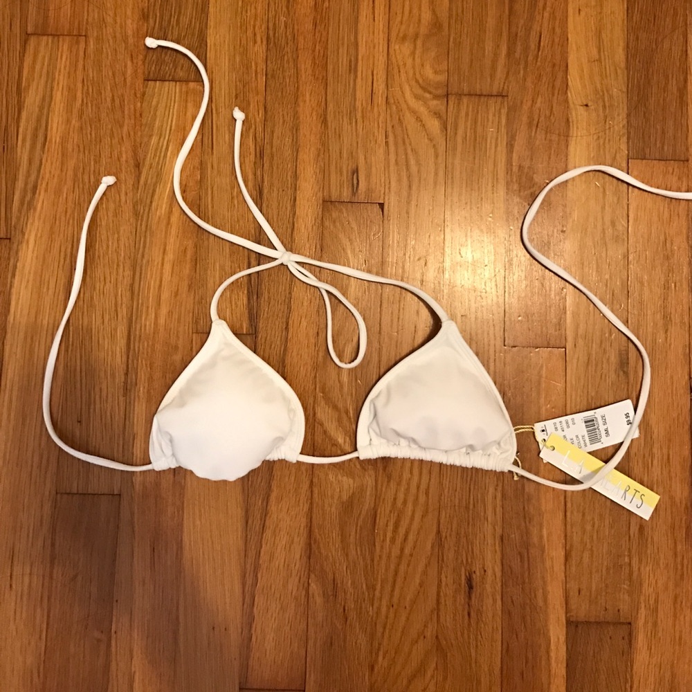 LA HEARTS WHITE TRIANGLE BIKINI TOP