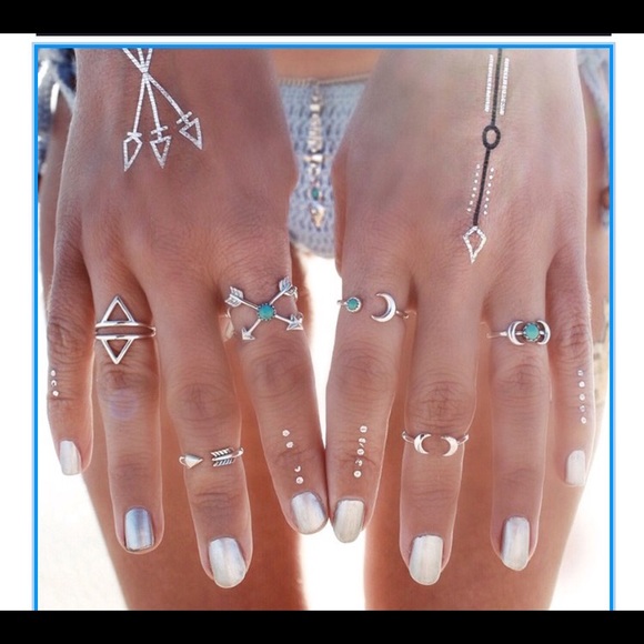 Silver Boho Midi Rings - Picture 5 of 5