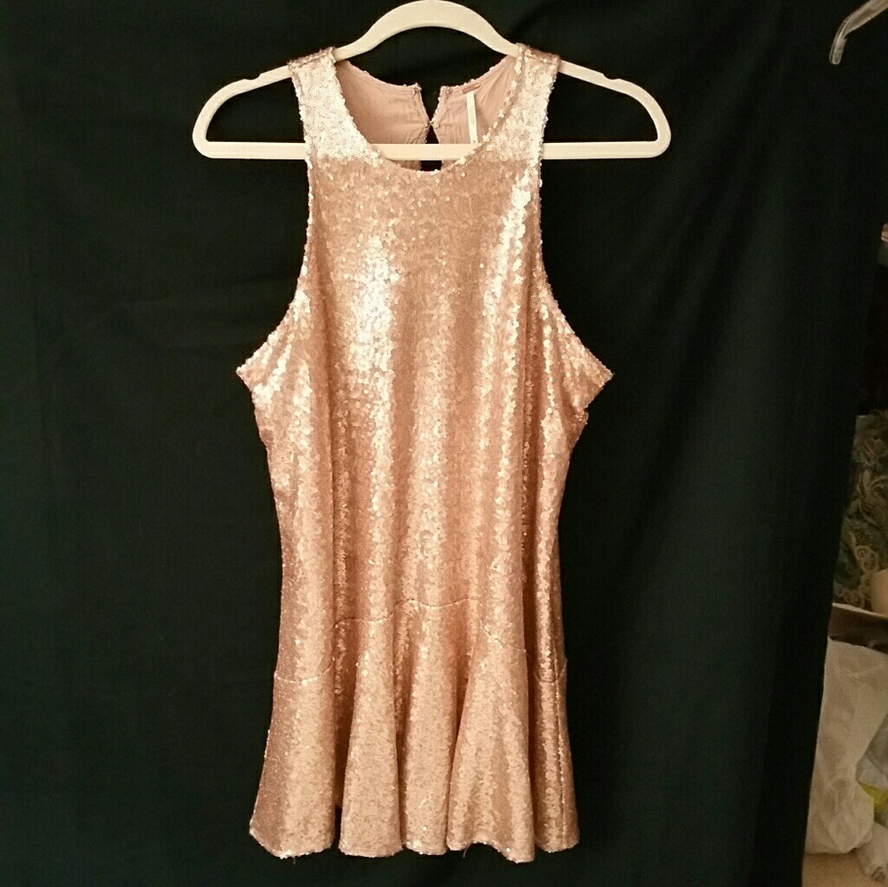 Champagne Sequins Free People Dress
