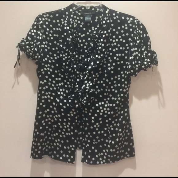 Super sexy black with white polka dot blouse - Picture 1 of 2