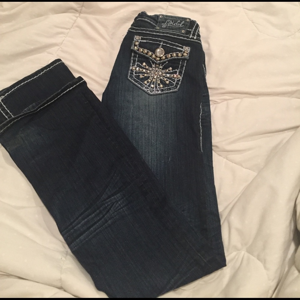 Jewel crested flare denim