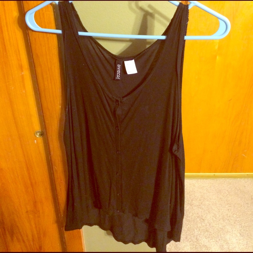Oversized Black button down tank top