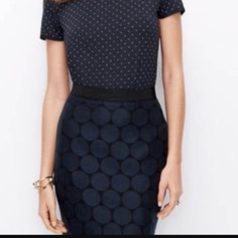 NWT Ann Taylor black and navy polka dot skirt 0