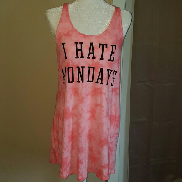 Victoria's Secret Pink Hate Mondays Tank Nightie M - Picture 1 of 2