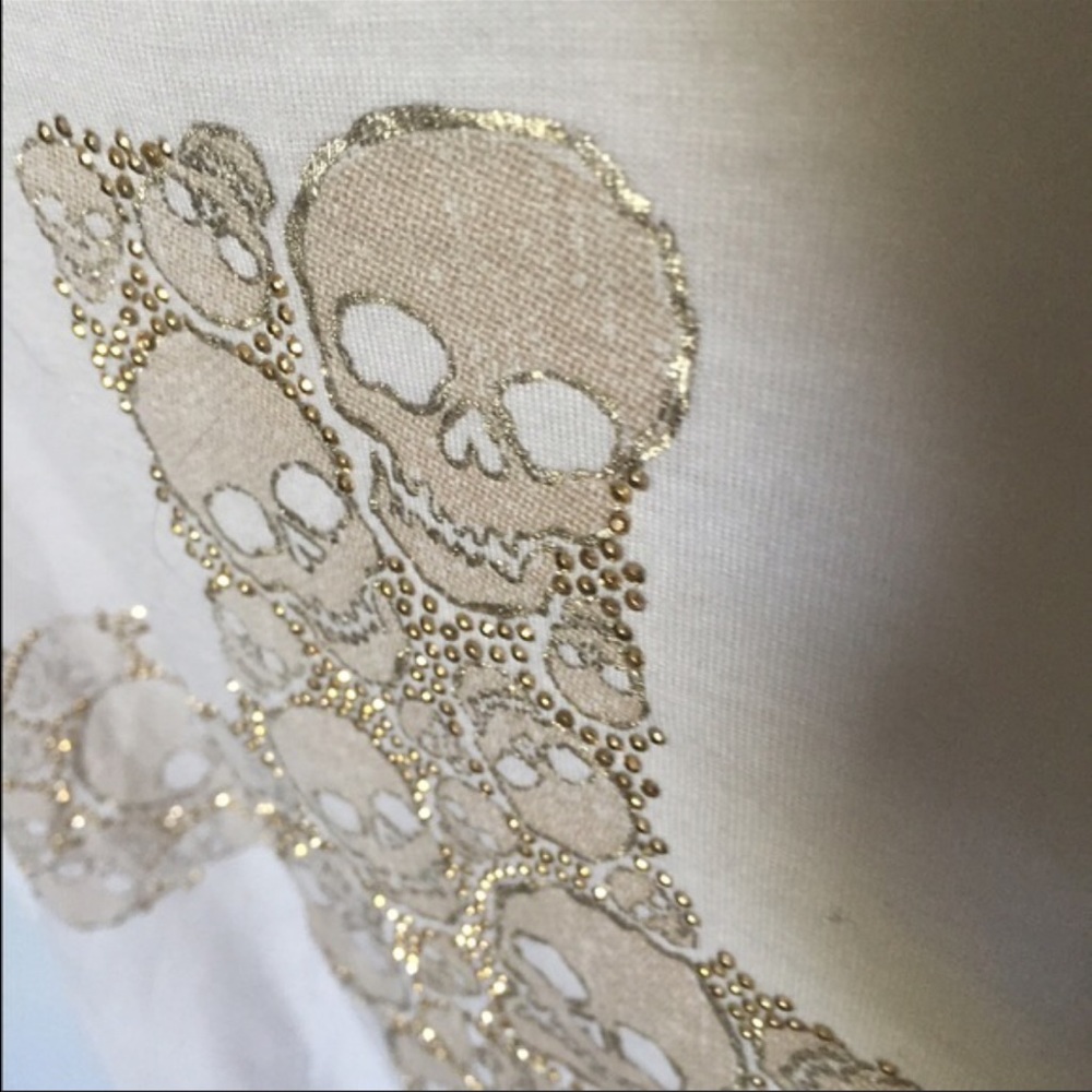 gold cross and skulls tank top