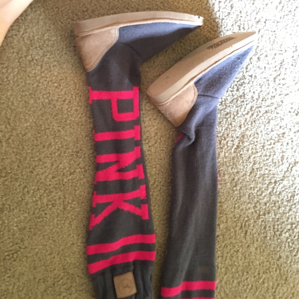 PINK knee-high boots