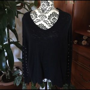 Fabulous sheer sweater with studded sleeves