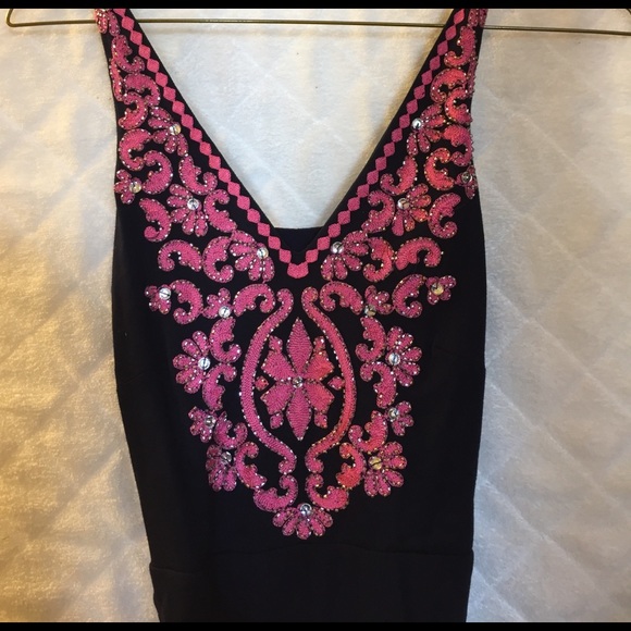 INC navy dress with pink detailing. - Picture 2 of 3