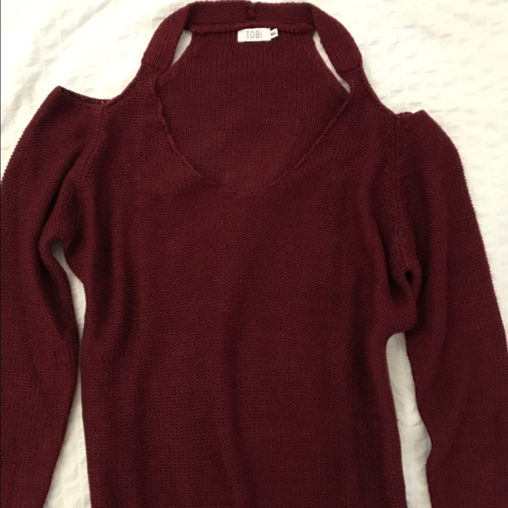 Cold shoulder sweater