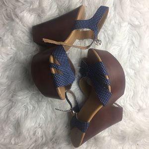 Blue Polka dotted Wedges