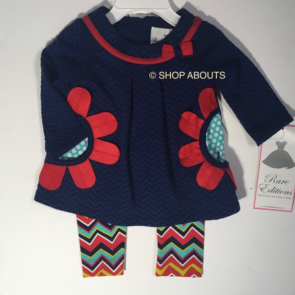 New Rare Editions 2 Piece Swing Tunic Leggings Set