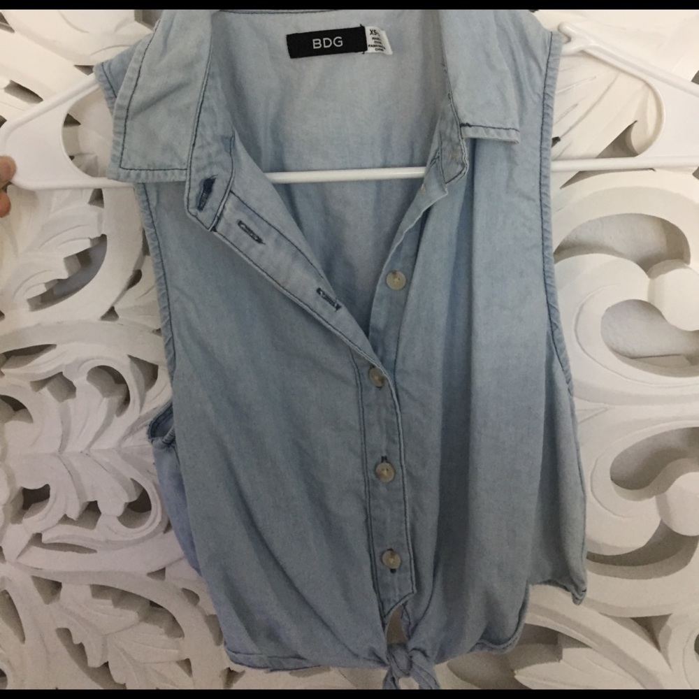 Blue front tie crop top