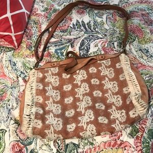 Leather and embroidered bag