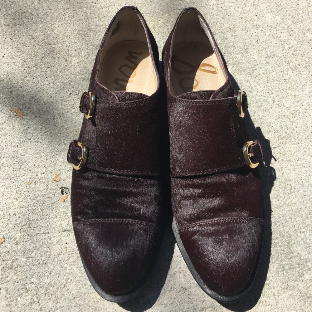 Sam Edelman calf hair monk strap shoes 6