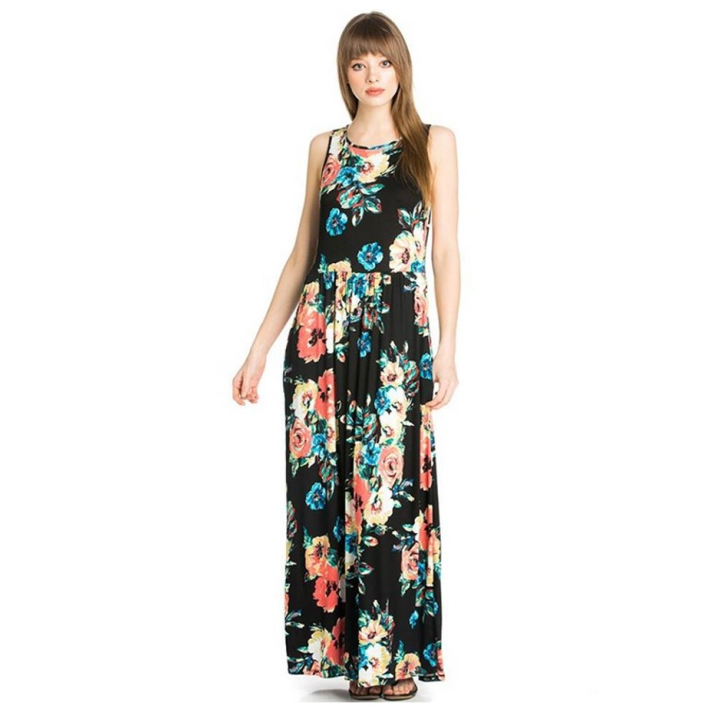 Boutique Black Floral Maxi Dress