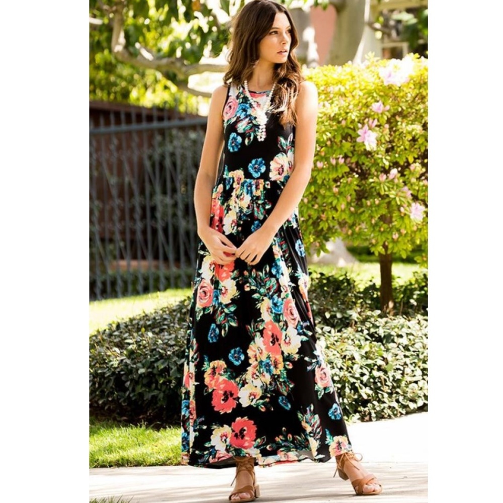 Boutique Black Floral Maxi Dress