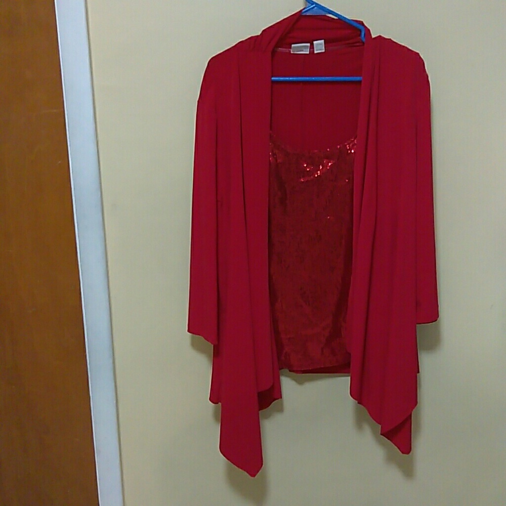 Cato's red sequins 2fer top plus 22/24