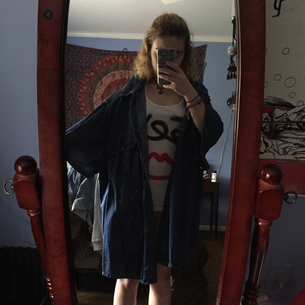Oversized jean button up