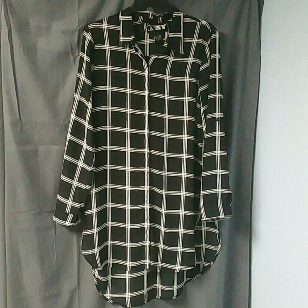 Checkered Button Down Tunic