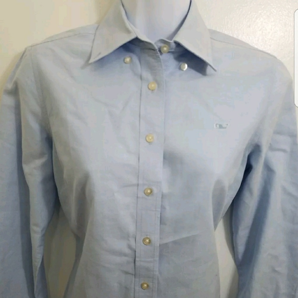 Vineyard Vines Classic Blue Oxford Button Up sz 2