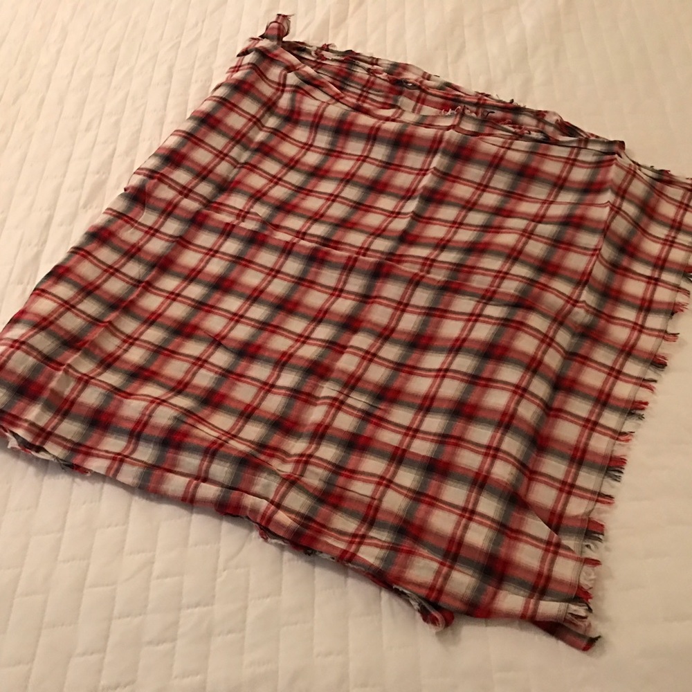 Red, Black & White Plaid Scarf