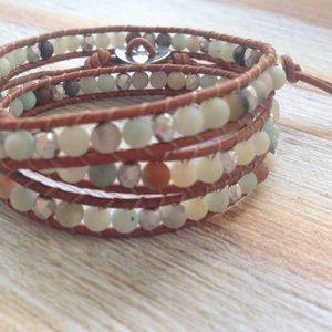 Agate Leather Wrap Bracelet