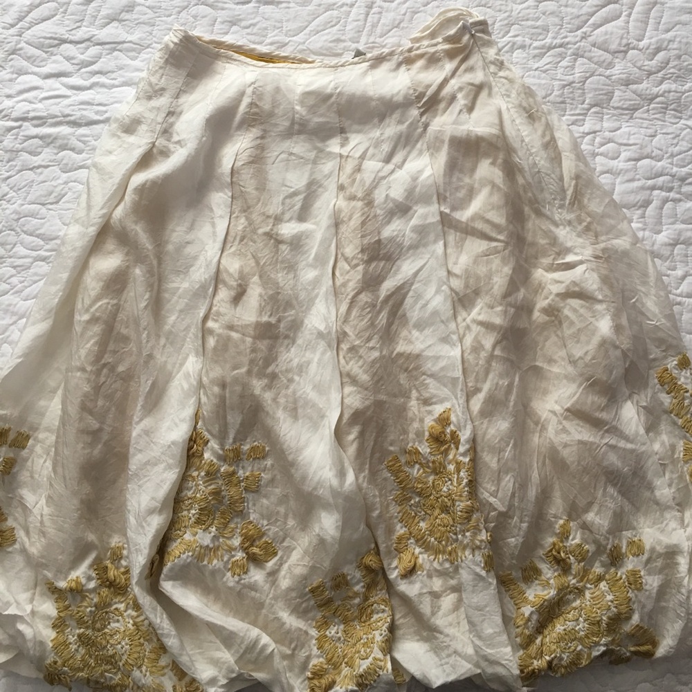 Silk bubble skirt white / yellow CHAN LUU